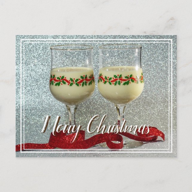 Faire-part Joyeux Noël Eggnog Lunettes Carte postale (Devant)