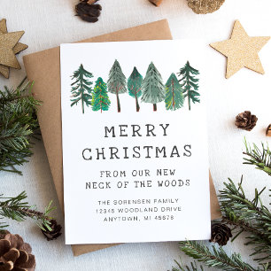Faire-part Joyeux Noël en famille rustique en déménagement
