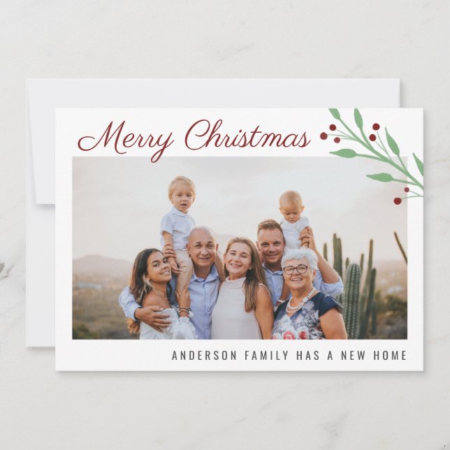 Faire-part Joyeux Noël Famille Photo Holiday Moving (Devant)