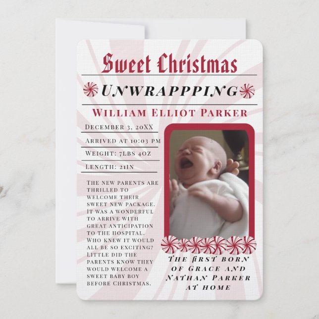 Faire-part Joyeux Noël Journal Moderne (Devant)