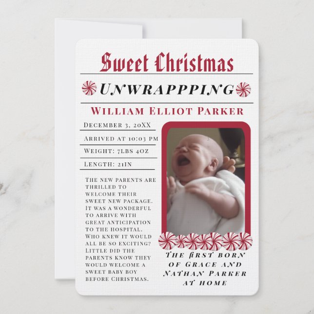 Faire-part Joyeux Noël Journal Moderne (Devant)