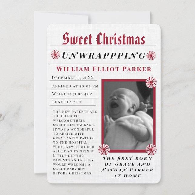 Faire-part Joyeux Noël Journal Moderne (Devant)
