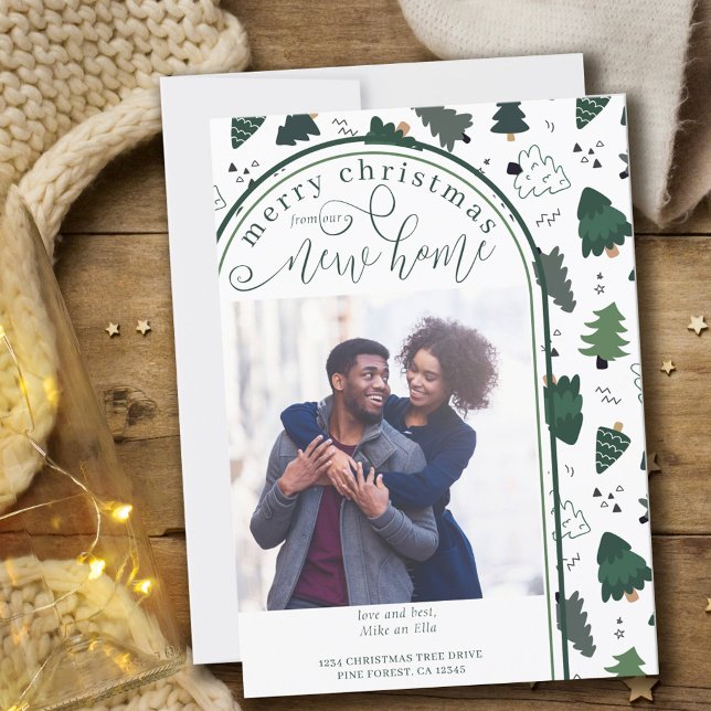 Faire-part Joyeux Noël Nouveau Accueil Photo Noël Pine Arbre (Créateur téléchargé)