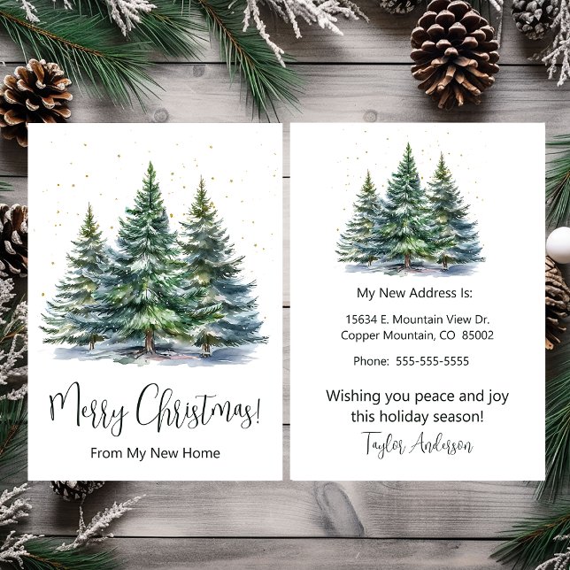 Faire-part Joyeux Noël Nouveau Accueil Pins Arbres (Créateur téléchargé)