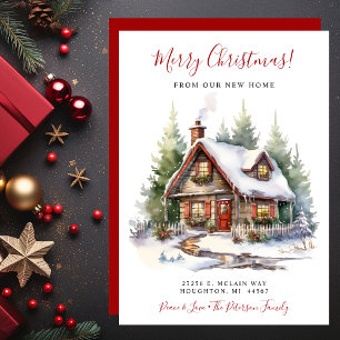 Faire-part Joyeux Noël Rustique Nouvelle Maison Déménagement