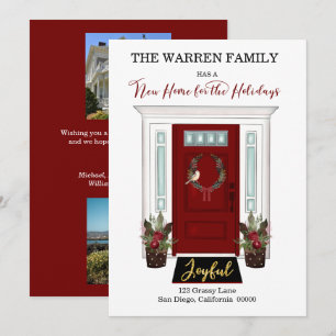 Faire-part Joyeux   Nouvelle maison pour les fêtes Porte Roug