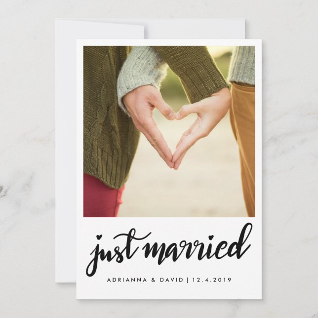 Faire-part Juste marié | Mariage photo | Script manuscrit (Devant)