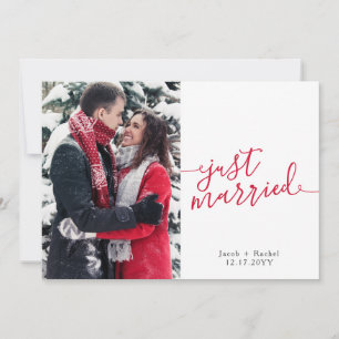 Faire-part Juste marié Rouge Script photo Mariage de Noël