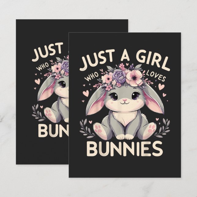 Faire-part Juste Une Fille Qui Aime Les Lapins (Devant / Derrière)