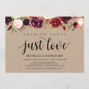 Faire-Part Kraft de Réception de Mariage Floral Bo