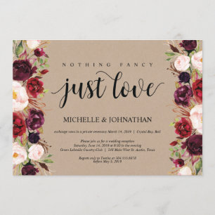 Faire-Part Kraft de Réception de Mariage Intime su