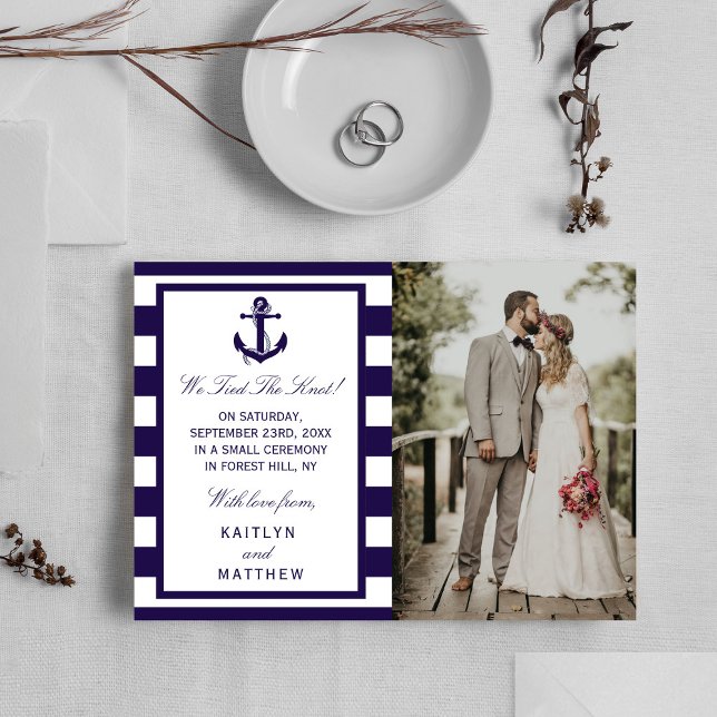 Faire-part La collection de mariages à rayures Navy Anchor (Créateur téléchargé)