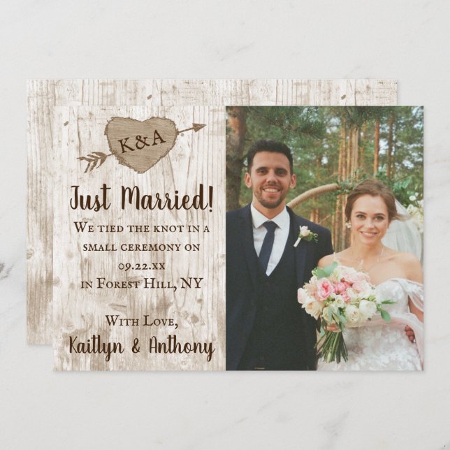 Faire-part La collection de Mariages d'arbre cardiaque sculpt (Devant / Derrière)