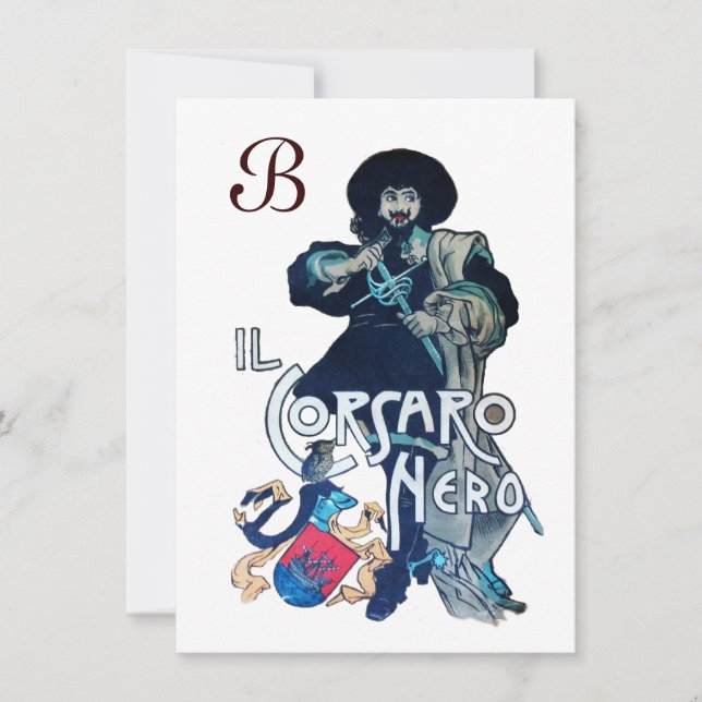 Faire-part LA glace NOIRE DU MONOGRAMME CORSAIR (Devant)