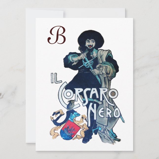 Faire-part LA glace NOIRE DU MONOGRAMME CORSAIR (Devant)