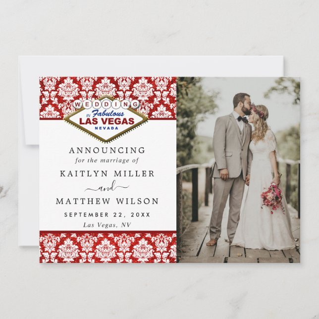 Faire-part La Parties scintillant Damask Las Vegas Mariage Co (Devant)