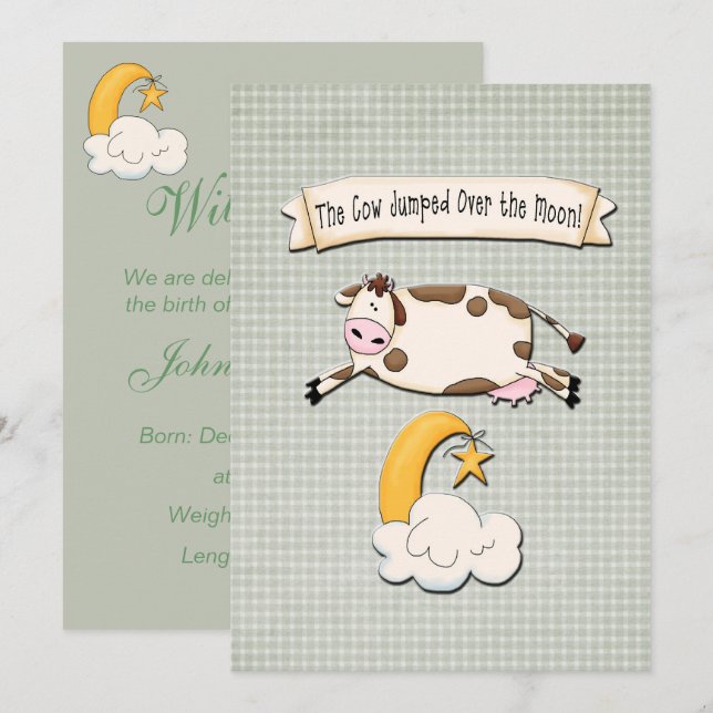 Faire-part La vache a sauté au-dessus de la lune (Devant / Derrière)