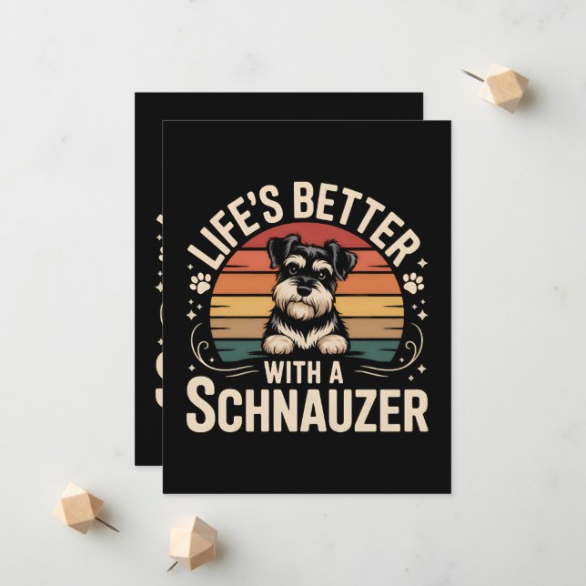 Faire-part La vie est meilleure avec un Schnauzer (Devant/Arrière en situation)