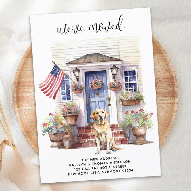 Faire-part Labrador Retriever Chien jaune Patriotique Animal  (Créateur téléchargé)