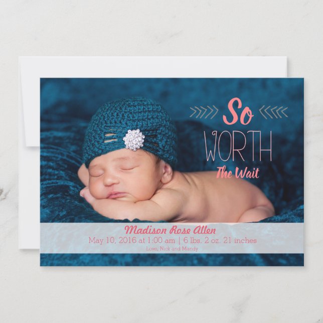 Faire-part L'adoption ou l'annonce de naissance de "So worth' (Devant)