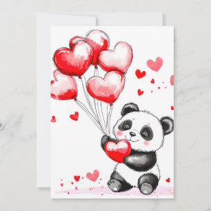 Faire-part L'amour du Panda de ballon dans l'air