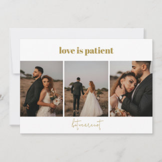 Faire-part L'amour est patient 4 Mariage photo Elopement anno
