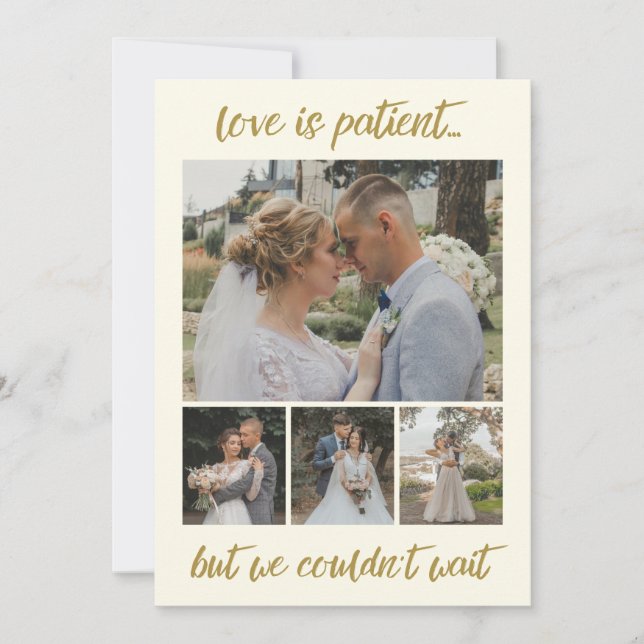 Faire-part L'amour est patient 6 Mariage photo Elopement anno (Devant)