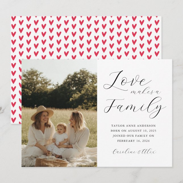 Faire-part L'Amour Fait Une Photo De Famille Adoption Naissan (Devant / Derrière)