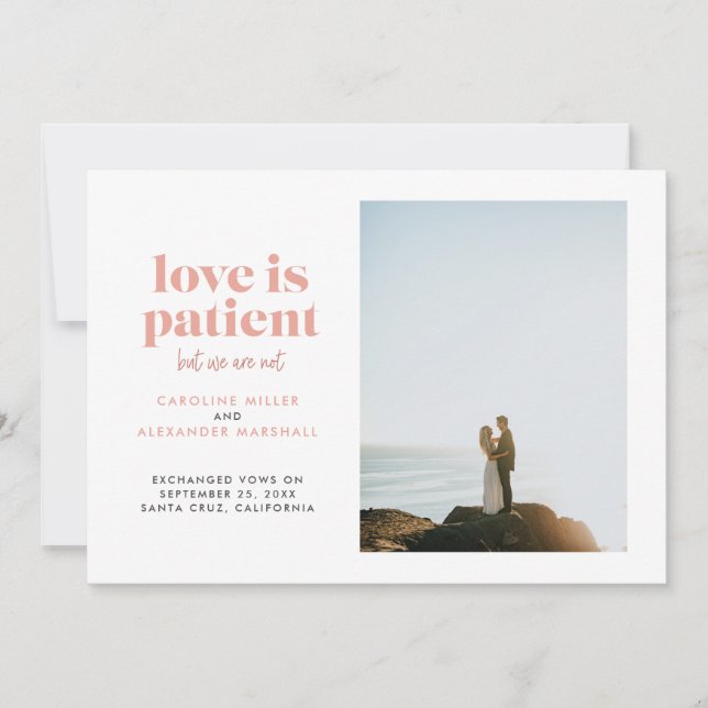 Faire-part L'amour rougit est patient mais nous ne sommes pas (Devant)