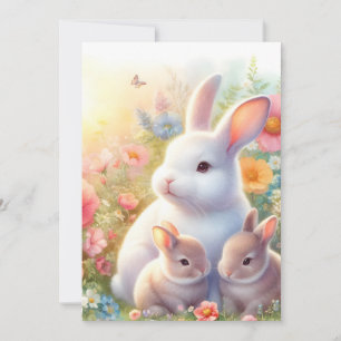 Faire-part Lapin de Pâques de printemps Famille Florale Jardi