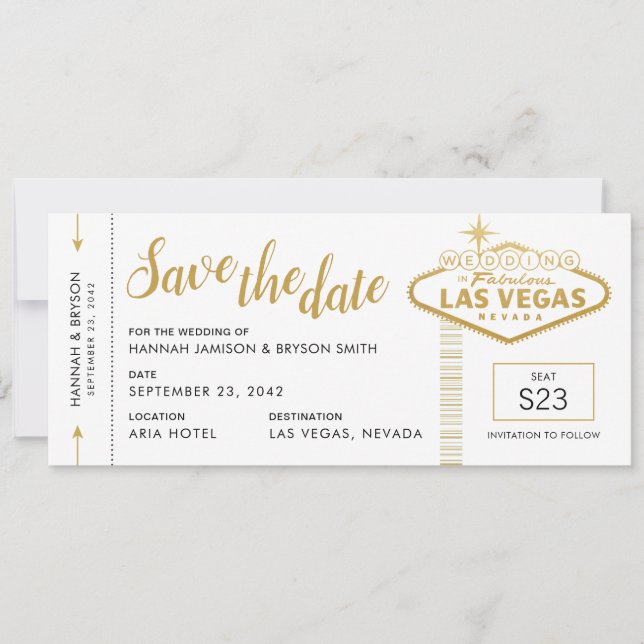 Faire-part Las Vegas Mariage Boarding Pass Enregistrer la car (Devant)