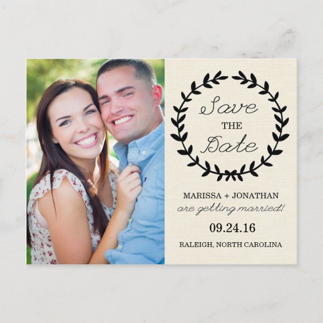 Faire-part Laurel Save the Date Photo Carte postale / Crème (Devant)