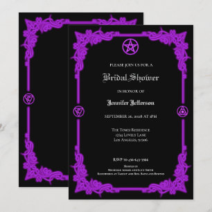 Faire-part Lavage de mariage gothique violet sorcier