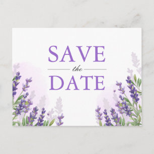 Faire-part Lavande Enregistrer la date Carte postale Elegant 