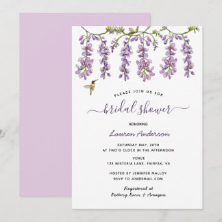 Faire-part Lavande florale Wisteria Douche nuptiale
