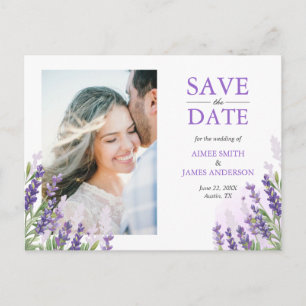 Faire-part Lavender Enregistrer la date Carte Postale Simple
