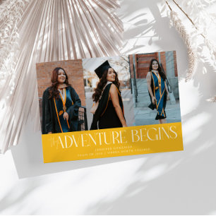 Faire-part L'aventure Commence Jaune Grad Multi Photo