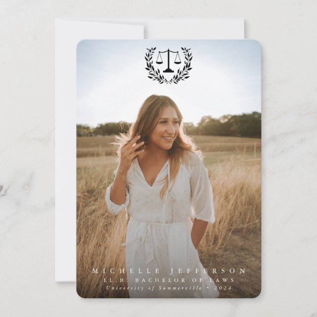 Faire-part Law School Black Overlay 2 photo Graduation (Devant)