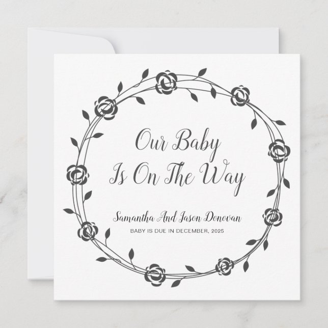 Faire-part Le Bébé Est En Route Flower Bud Wreath Pregnancy (Devant)