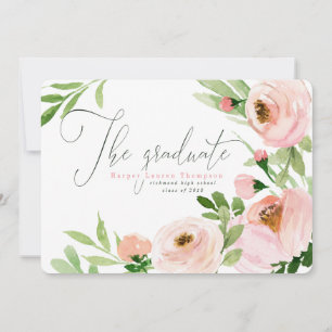 FAIRE-PART LE BLUSH AQUARELLE FLORAL DE LA PROMOTION