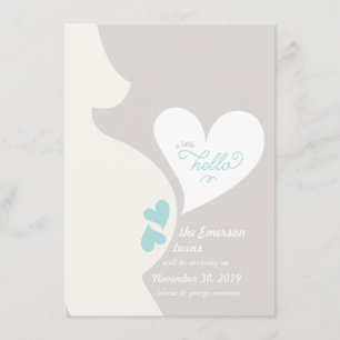 Faire-part Le ventre de la maman d'amour jumelle le