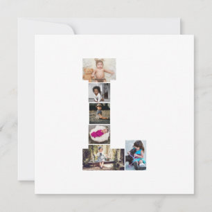 Faire-part Lettre noire et blanche L Photo Collage