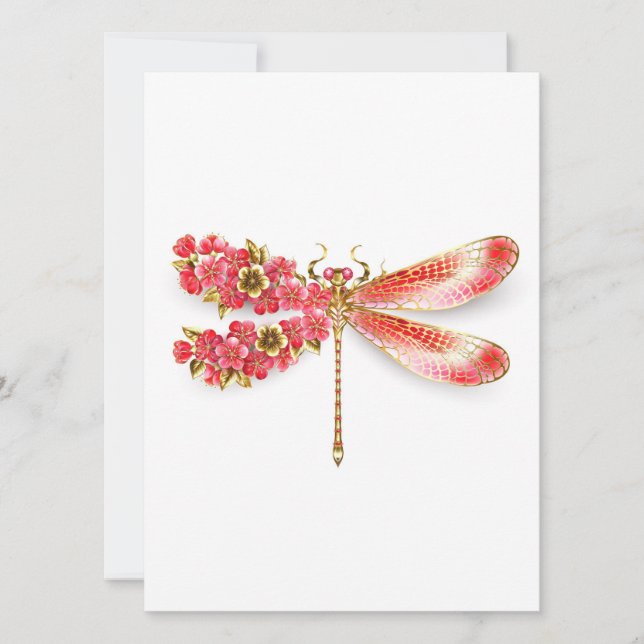 Faire-part libellule de fleurs avec sakura de bijoux (Devant)