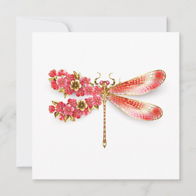 Faire-part libellule de fleurs avec sakura de bijoux (Devant)