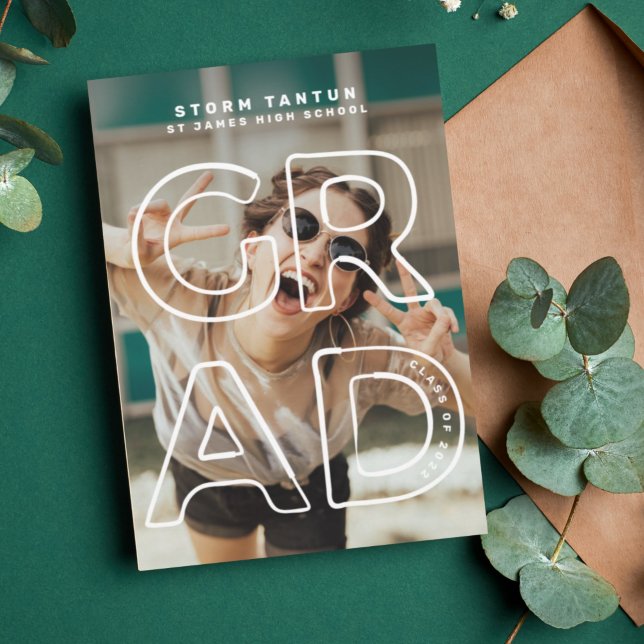 Faire-part LIGNE modifiable HOLLOW GRAD Contemporary 2023 Pho (Créateur téléchargé)