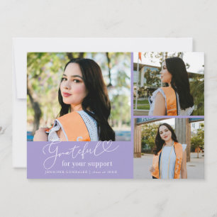 Faire-part Lilas reconnaissant Multi Photo Diplômé