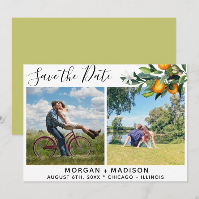 Faire-part Lime Green Oranges Save the Date Photo (Devant / Derrière)