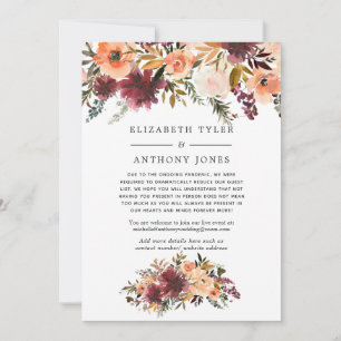 Faire-part Liste de invités de mariage réduite Bordo Peach Fl