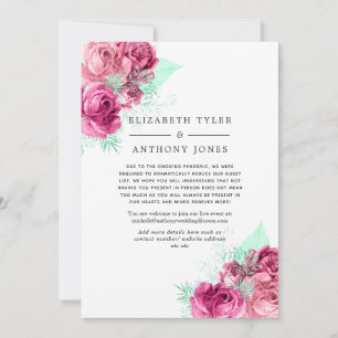 Faire-part Liste de invités de mariage réduite Fleurie Rose e