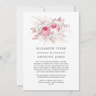 Faire-part Liste de invités réduite Fleurs Rose Pâle et Or Ro